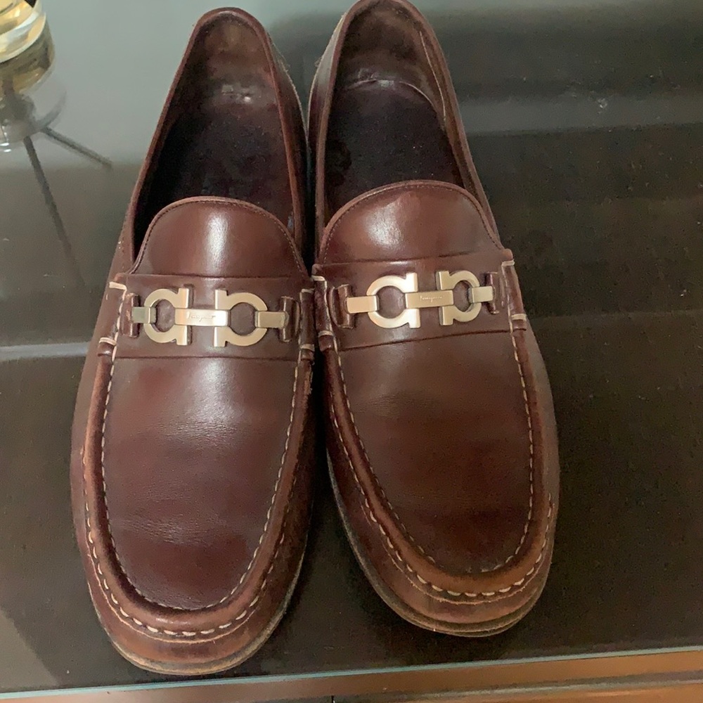 Salvatore Ferragamo Brown Leather Loafers
